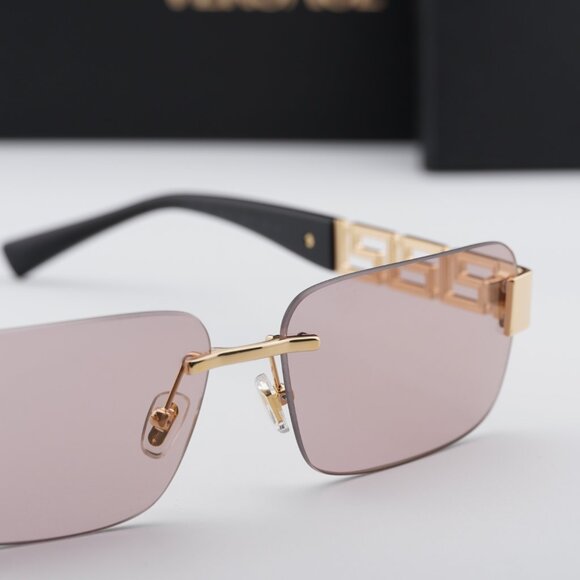 Versace VE2298 10021T Rectangle Sunglasses – Gold/Pink